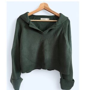 Green Cropped Knit Sweater